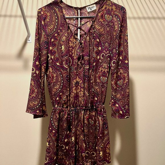 Show Me Your Mumu Paisley Bell Sleeve Tillie Tie Romper - Size Small - Picture 1 of 4